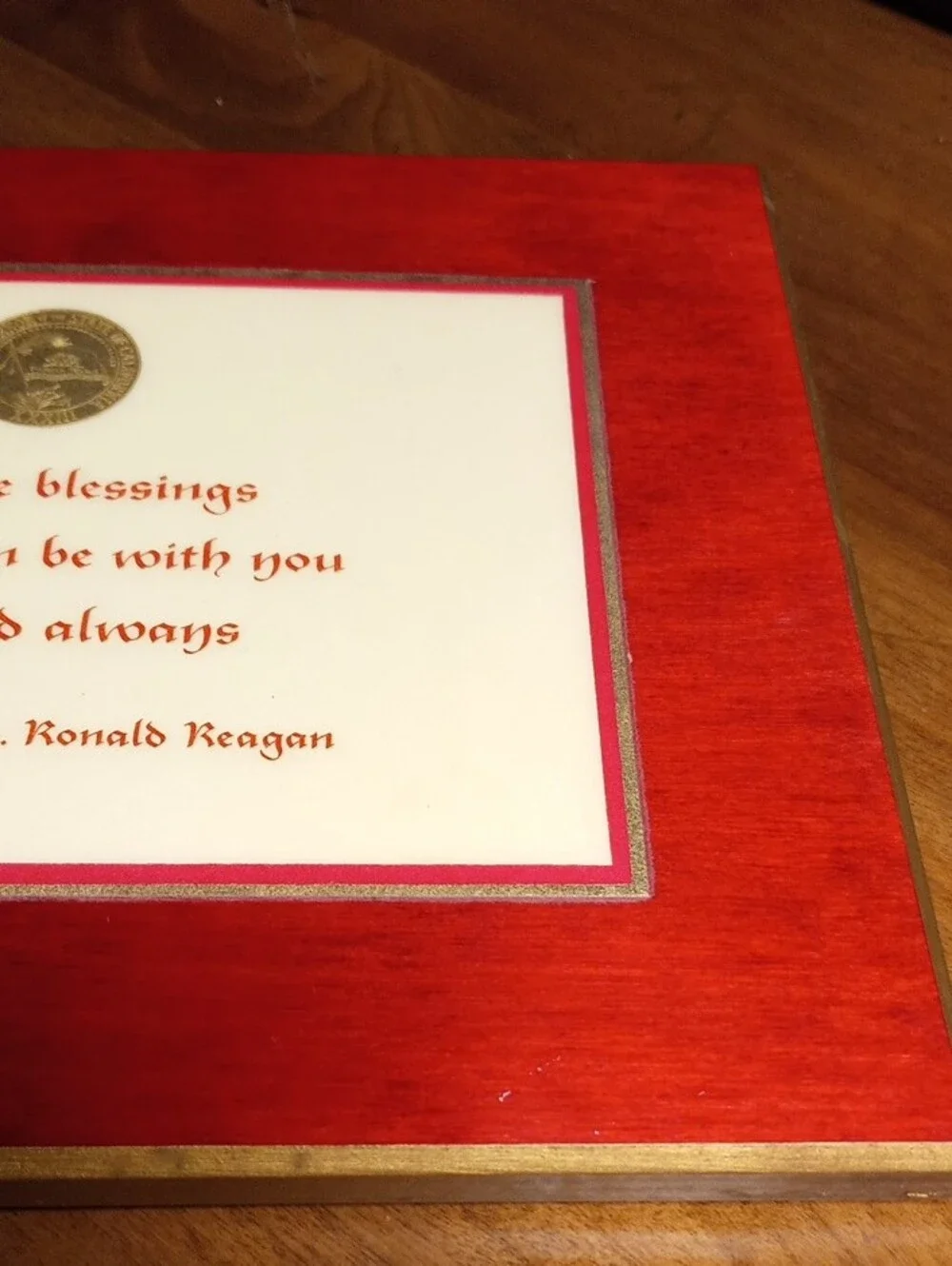 Republican Ronald Regan To the President Ford XMAS Greeting On Wood Plaque - Uni